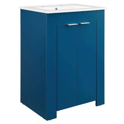 Modern Bathroom Vanity-White Sink Basin-Green, Gray, Blue or White Cabinet Base