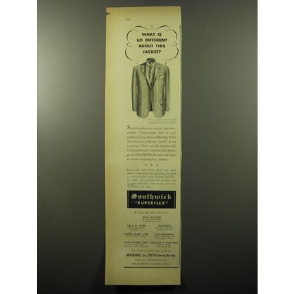 1950 Southwick Superflex Sport Jacket Ad - What is so different about this