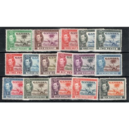 Gambia Sg150 - Sg161 1938 set of16 Fresh lightly mounted mint (SC)