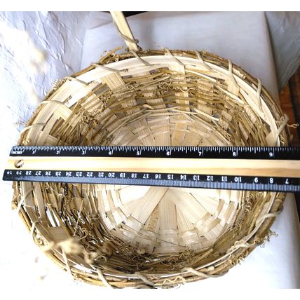 Tall Hoop Handle "Semi-Round" Woven Wicker/Strands Rattan Basket - Beautiful!