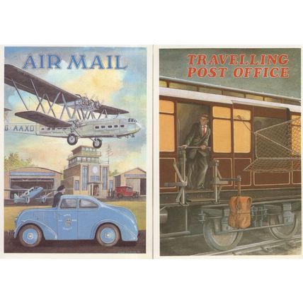 Travelling Post Office Train Air Mail 2x Royal Mail Poster Postcard s