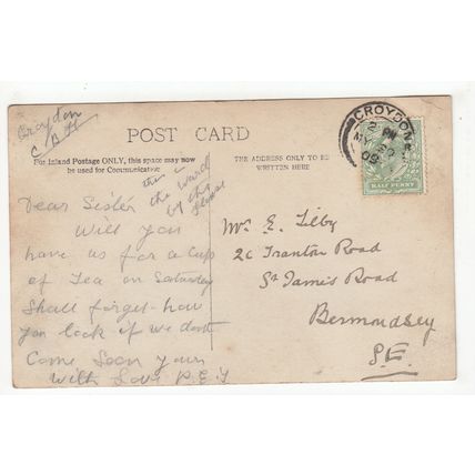 Nurse at Hospital Ward by the House Postmarked Croydon 1909 Postcard Surrey