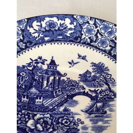 Vintage Swinnertons Olde Alton Ware Blue & White Pagoda Saucer