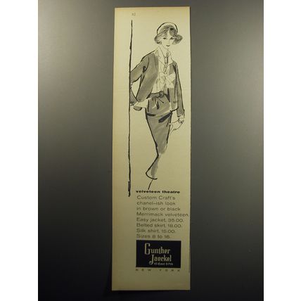 1957 Gunther Jaeckel Custom Craft Fashion Advertisement - Velveteen theatre