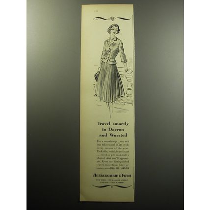 1957 Abercrombie & Fitch Fashion Ad - Travel smartly in Dacron and Worsted
