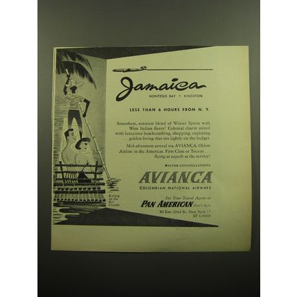 1957 Avianca Airways Ad - Jamaica Montego Bay Kingston
