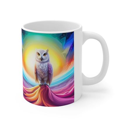 Beautiful Owl Standing in a Sea of Colors #9 Mug Ceramic Coffee Mug 11oz