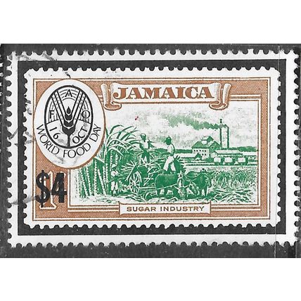JAMAICA 1983 WORLD FOOD DAY STAMP ON 1/- KG6 SUGAR INDUSTRY USED $4