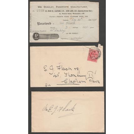 Two Bills & Receipt - Spencer & Co, Zither & Banjo Manufacturers, Clapham, 1909