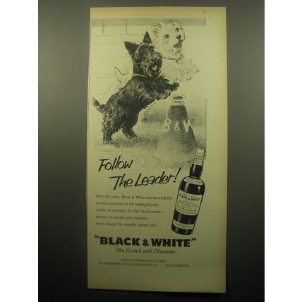 1959 Black & White Scotch Ad - art by Morgan Dennis - Follow the Leader
