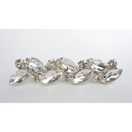 Choose your size silver metal clear or gray crystal hair pin clip barrette