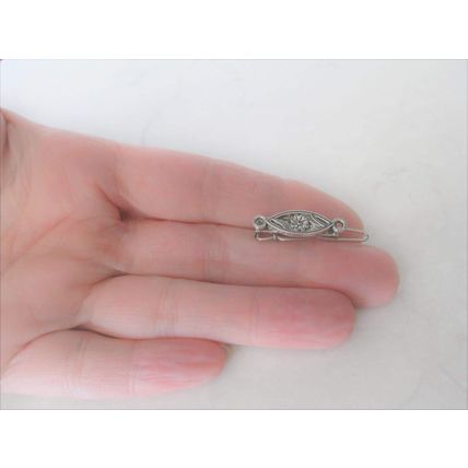 Set of 2 extra tiny small silver metal barrette hair clip for fine thin hair