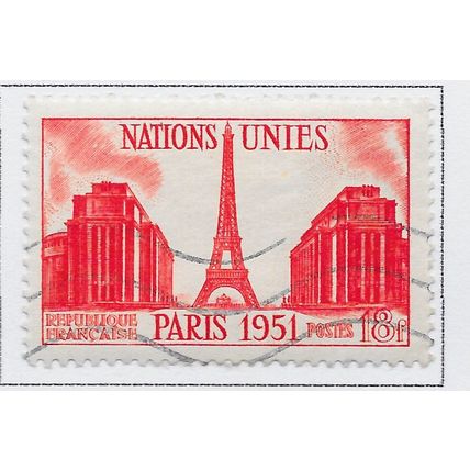 FRANCE 1951 USED UNITED NATIONS PARIS EIFFEL TOWER CHAILOT PALACE RED