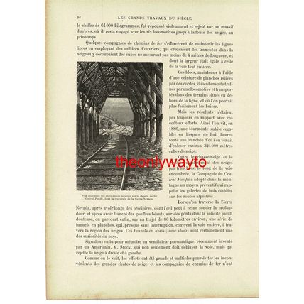 Blocks Of Snow & Cutting Trenches, Pacific Line, USA, Book Illustration, 1895