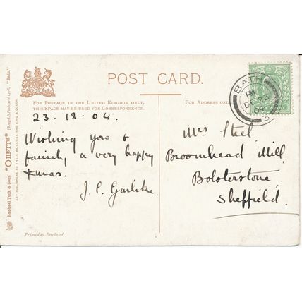 PC20514 The Abbey. Bath. Tuck. Oilette. No 1478. 1904