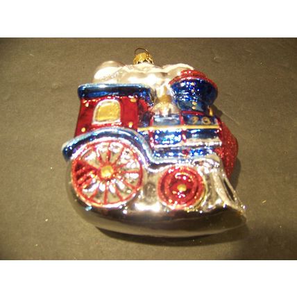 Hallmark Festive Locomotive Crown Reflections Keepsake Ornament Blown Glass 1998