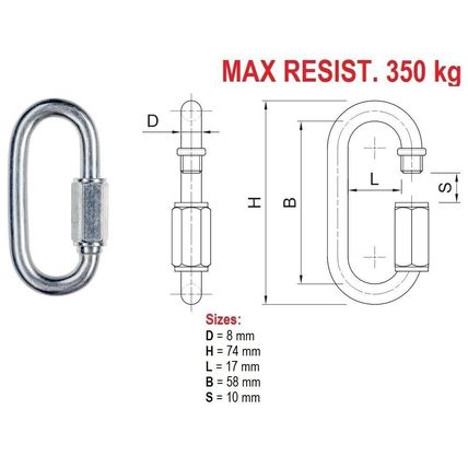 HEAVY DUTY QUICK LINK SCREW LOCK Chain Fastener Hook Carabiner Steel 4mm 6mm 8mm