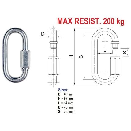 HEAVY DUTY QUICK LINK SCREW LOCK Chain Fastener Hook Carabiner Steel 4mm 6mm 8mm