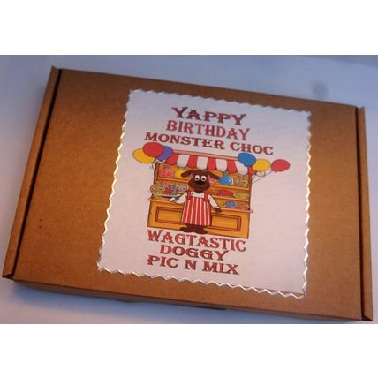Dog Birthday Gift Treat Box With A Selection Of Pic N Mix Dog Safe Choc Treats