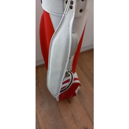 Vintage Red White Leather Golf Bag Holds 8 Clubs Individual Divider Tubes