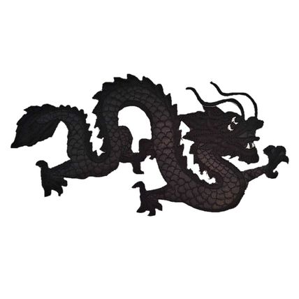 Oriental Dragon Iron On Patch Large Embroidered Badge 26cm x 13.5 cm Motif P133