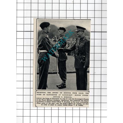 Senior Under-Officer P Burdick Sandhurst - 1950 SMALL Cutting