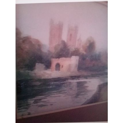Landscape, Watercolor, 1800's, unknown artist, 11"x9", framed
