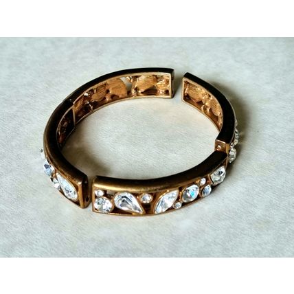 4 Vintage Bracelet Panels, Antique Style Gold Tone Metal, Glass Cabochons
