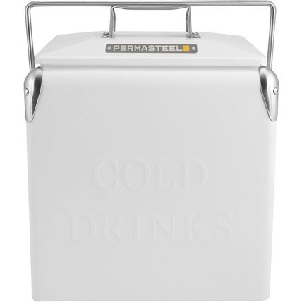 Permasteel Retro Vintage 14-Qt Portable Ice Chest, Hard Metal Beverage Cooler, P