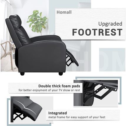 Homall Recliner Chair, Recliner Sofa PU Leather for Adults, Recliners Home Theat