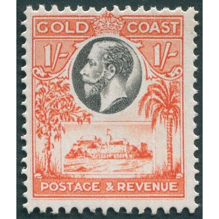 Gold Coast 1928 1s black & red-orange SG110 unused