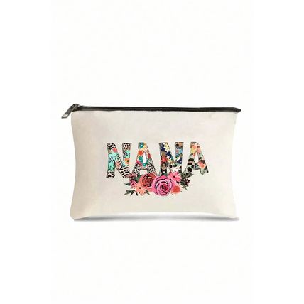 White Leopard Flower NANA Print Cosmetic Bag
