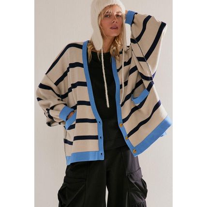 White Colorblock Drop Shoulder Buttoned Loose Cardigan