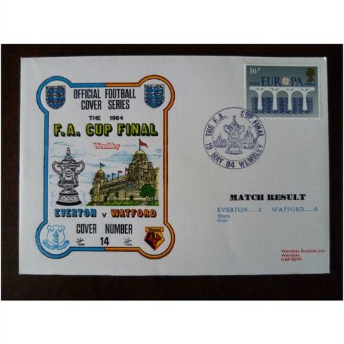 1984 Everton v Watford Dawn Football Cover No 14 FA Cup Final Wembley stamp