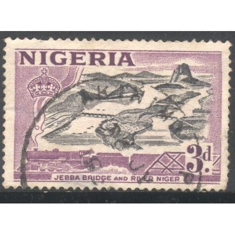 Nigeria 1953 - SG73 - 3d black/purple - Jebba Bridge And River Niger - used