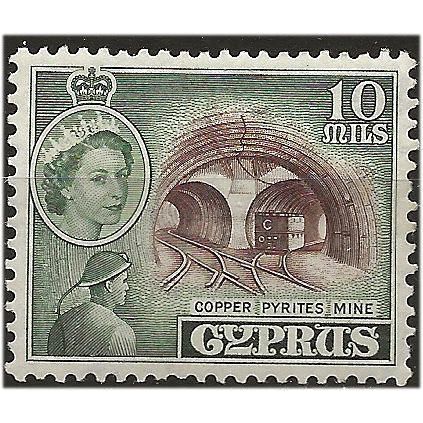 Cyprus 1955 SG176 10m Deep Brown & Deep Green Mounted Mint . ..
