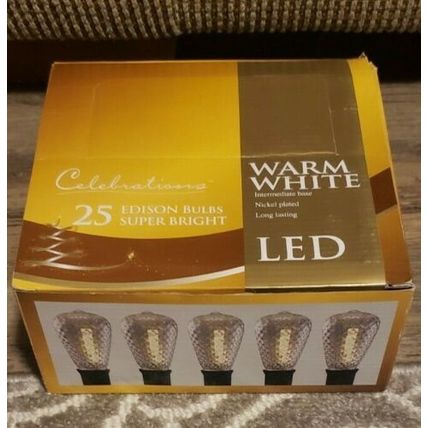 CELEBRATIONS REPLACEMENT VINTAGE STYLE EDISON LED 25 LIGHT BULBS~NEW~WARM WHITE