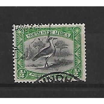 SouthWestAfrica.SG74 1d Kori Bustard.English Print.Fine Used.Apr21a