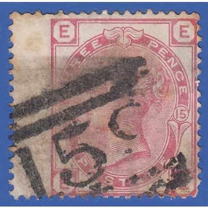 GB QV 1874 3d ROSE PLATE 15 EE SG143 GU GLASGOW SCOTLAND 159