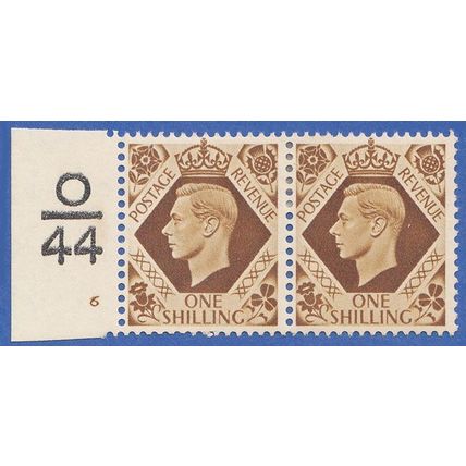 GB KGVI 1939 1s BISTRE BROWN SG475 MOUNTED MINT PAIR CONTROL O44 6