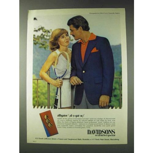 1978 Davidsons Lacoste Blazer Ad - Alligator