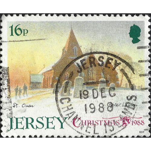 JERSEY, CHRISTMAS, St Ouen Church, brown 1988, 16p, #3