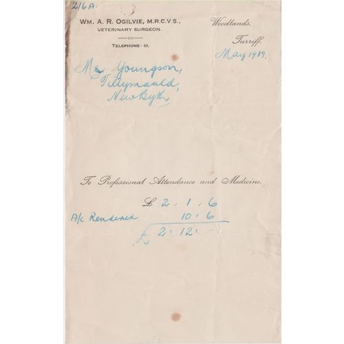 Receipt 1939 William Ogilvie Vet to Mr Youngson £2 & 12 shillings see rest