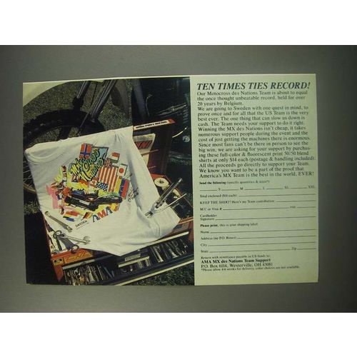 1990 AMA American Motorcyclist Association Ad - MX des Nations Team Support
