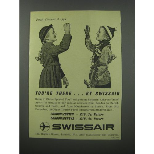 1954 Swissair Airline Ad - You're there.. By Swissair