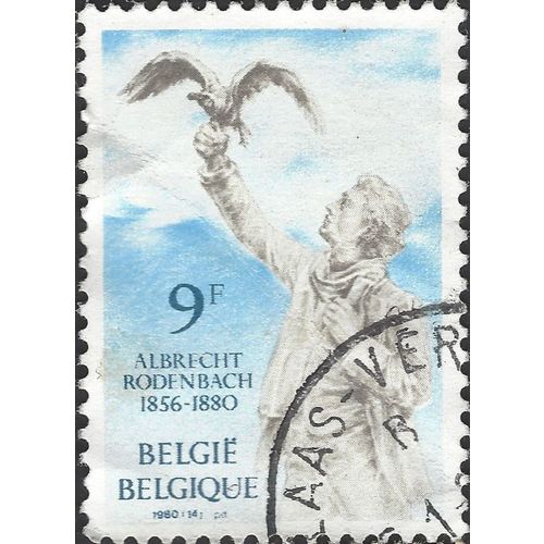 BELGIUM, Rodenbach Statue, Roulers, blue 1980, 9F
