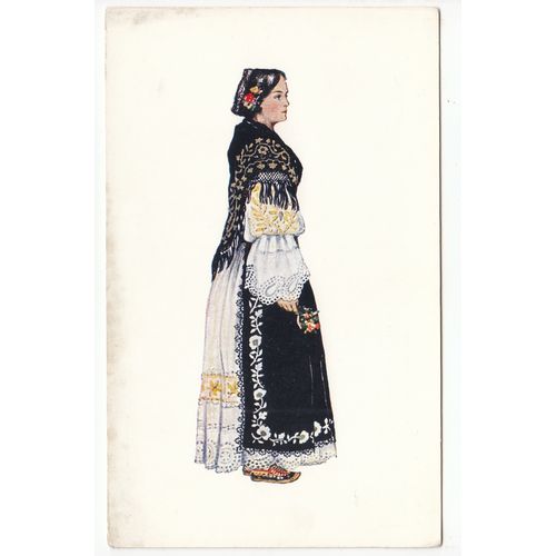 Croatian National Wear Costume Slavonia Vinkovci Postcard Croatia