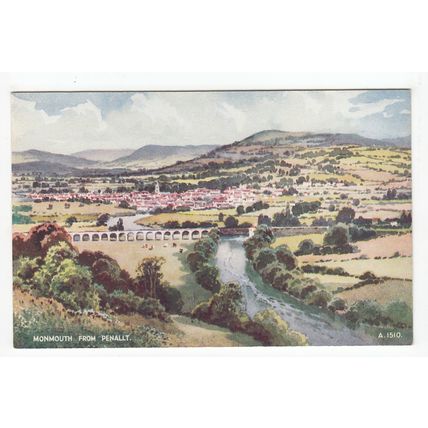 Monmouth from Penallt EWH Art Postcard Monmouthshire A1510