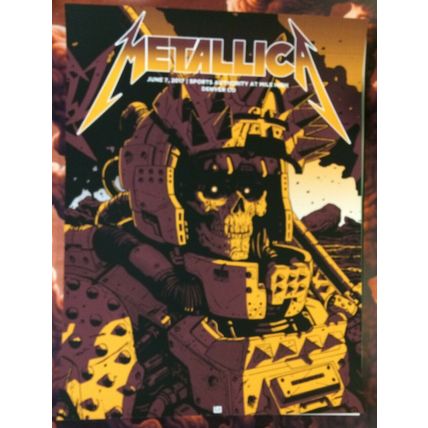 RARE 2017 METALLICA DENVER VIP SKULLBOT SILK SCREEN CONCERT POSTER 5/19 #/30 CO