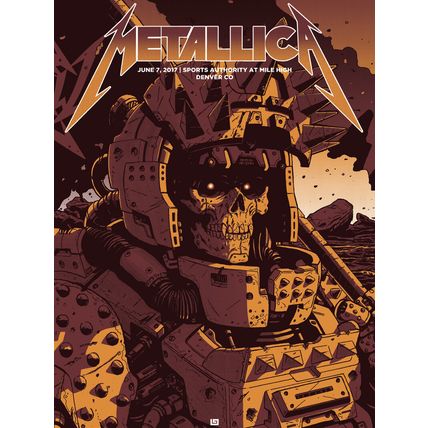 RARE 2017 METALLICA DENVER VIP SKULLBOT SILK SCREEN CONCERT POSTER 5/19 #/30 CO